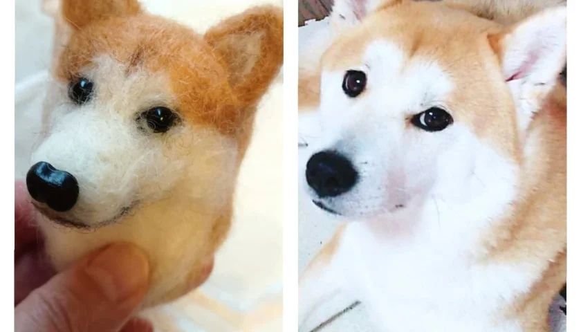 保護犬ふぅちゃんママ、お空の麦ちゃんを羊毛フェルトで